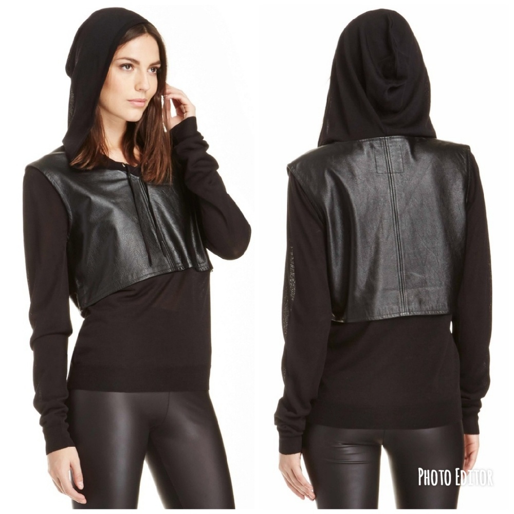 New One by One Teaspoon Leather Hoodie